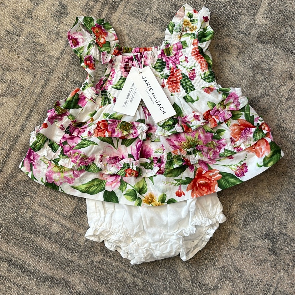 Janie and Jack Floral Ruffle Dress with Bloomers